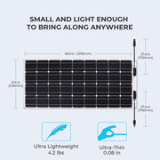Renogy 200W Flexible Solar Panel, 12V Lightweight Monocrystalline Solar Panel for Motorhome, Caravan, Camper, Boats, Roofs, Uneven Surfaces, Off-grid System - C & M Navigation Systems 