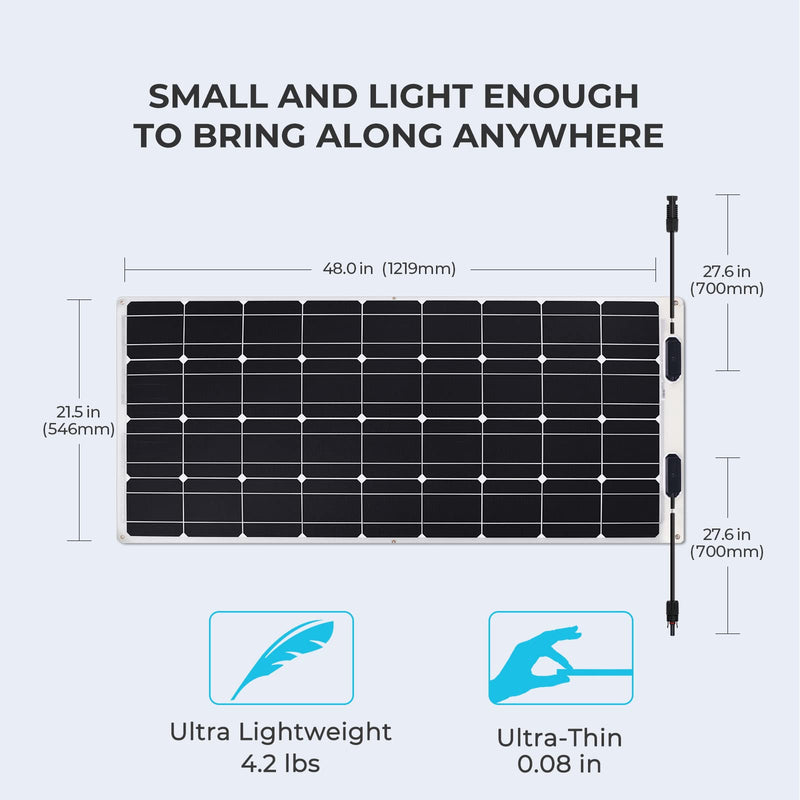 Renogy 200W Flexible Solar Panel, 12V Lightweight Monocrystalline Solar Panel for Motorhome, Caravan, Camper, Boats, Roofs, Uneven Surfaces, Off-grid System - C & M Navigation Systems 