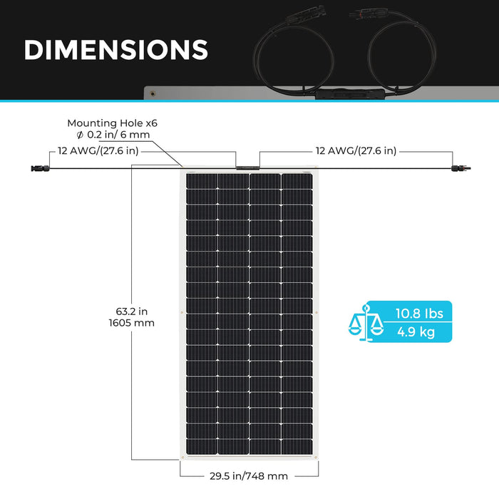 Renogy 200W Flexible Solar Panel, 12V Lightweight Monocrystalline Solar Panel for Motorhome, Caravan, Camper, Boats, Roofs, Uneven Surfaces, Off-grid System - C & M Navigation Systems 