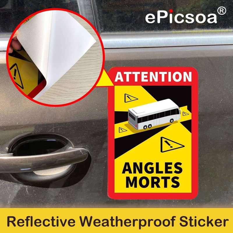 Angles Morts Sticker Motorhomes Angles Morts Sticker for Blind Spots, 4 Pack Car Stickers Blind Spot Stickers, Reflective Weatherproof Self-Adhesive Sticker