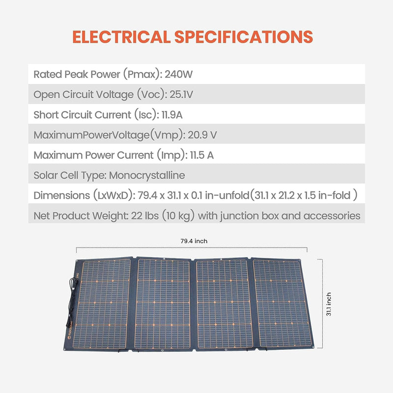 60W 19.8V Foldable Solar Panel Kit,Monocrystalline Solar Cell Solar Charger with USB Outputs and 4-in-1 Connector for Smartphones, Tablets, Laptops, and Power Stations - C & M Navigation Systems 