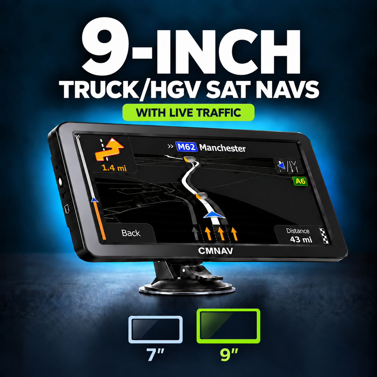 9-inch Truck/HGV Sat Navs with Live Traffic