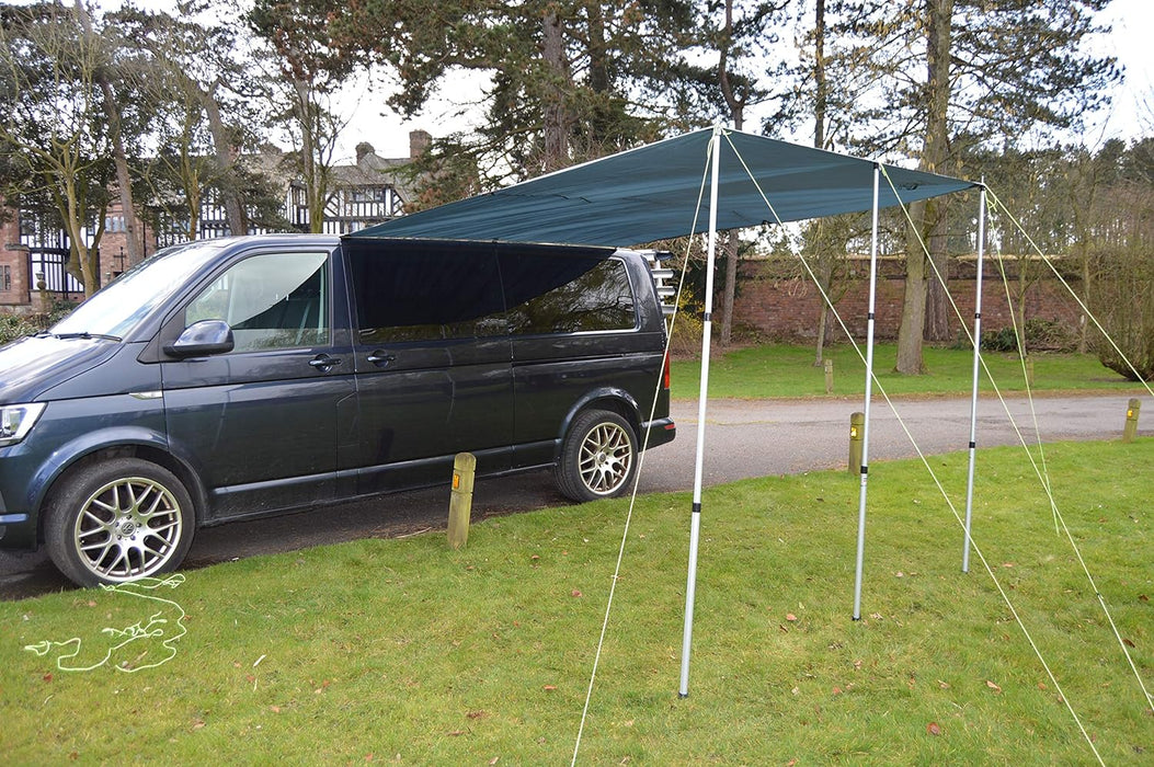 Wild Earth DELUX Sun Canopy Awning Camper Van Motorhome RV Camper conversion 2.4m x 3m DARK GREY - C & M Navigation Systems 