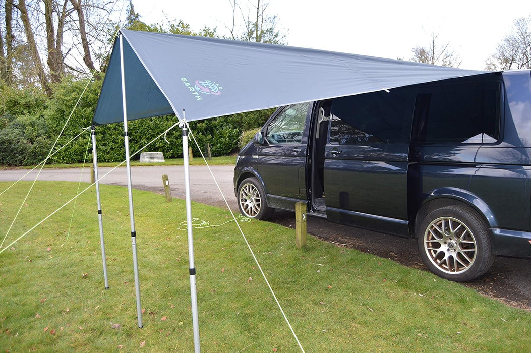 Wild Earth DELUX Sun Canopy Awning Camper Van Motorhome RV Camper conversion 2.4m x 3m DARK GREY - C & M Navigation Systems 