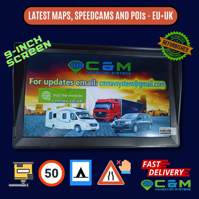 REFURBISHED 9-inch CMNAV ADVANCED PLUS Sat Nav (v2 with built in sunshade)