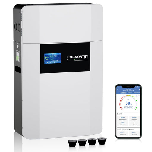ECO-WORTHY 48V 100Ah 5.12kWh Wall-Mounted LiFePO4 Lithium Battery with Bluetooth & Wi-Fi - C & M Navigation Systems 