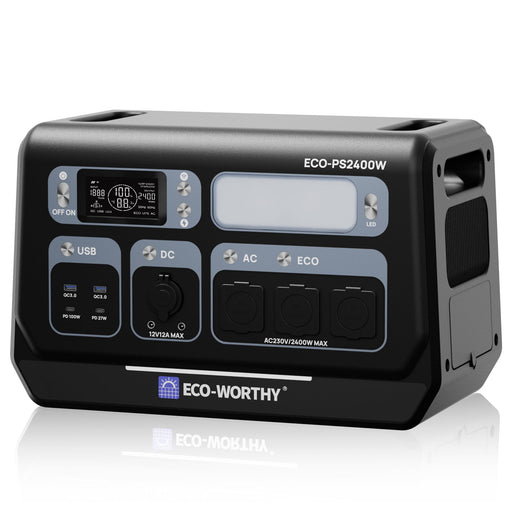 ECO-WORTHY 2400W Portable Power Station – 2048Wh LiFePO4 Battery Hub with <10ms UPS - C & M Navigation Systems 