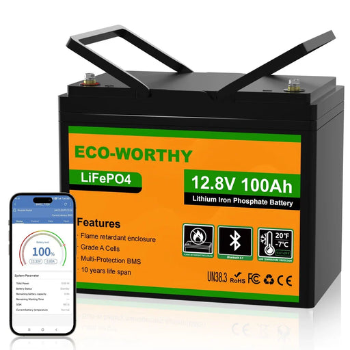 ECO-WORTHY 12V 100Ah LiFePO4 Battery with Bluetooth – 6-Year Combined Protection (3-Year Eco-Worthy Warranty + 3-Year GetGreenEnergy Guarantee) - C & M Navigation Systems 