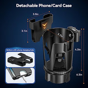 KDD Car Cup Holder Expander, 3-in-1 Cup Holder Adapter with Phone Holder & Detachable Car Food Tray - Compatible with Yeti/Hydro Flask, Road Trip Essentials - C & M Navigation Systems 