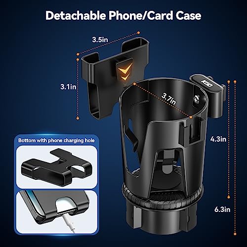 KDD Car Cup Holder Expander, 3-in-1 Cup Holder Adapter with Phone Holder & Detachable Car Food Tray - Compatible with Yeti/Hydro Flask, Road Trip Essentials - C & M Navigation Systems 
