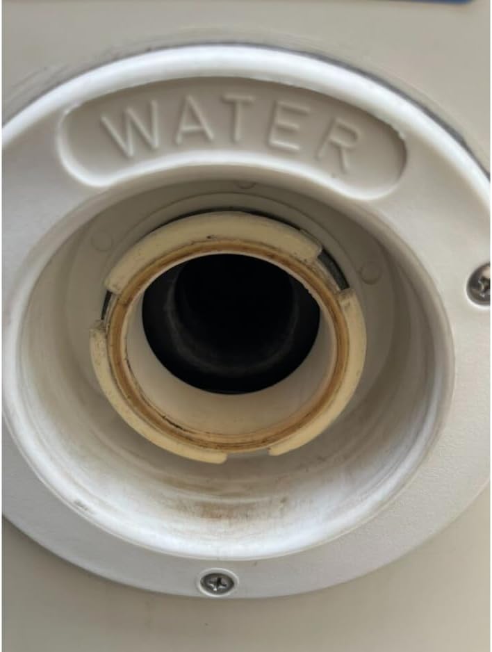 Rheinland Motorhome Water Filler Cap with Hose Connector - Campervan & Caravan Accessories UK - Built in Overpressure Valve For The Cold Water System - 55mm Inlet with Water Cap Diameter: 7.9cm - C & M Navigation Systems 