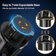 KDD Car Cup Holder Expander, 3-in-1 Cup Holder Adapter with Phone Holder & Detachable Car Food Tray - Compatible with Yeti/Hydro Flask, Road Trip Essentials - C & M Navigation Systems 