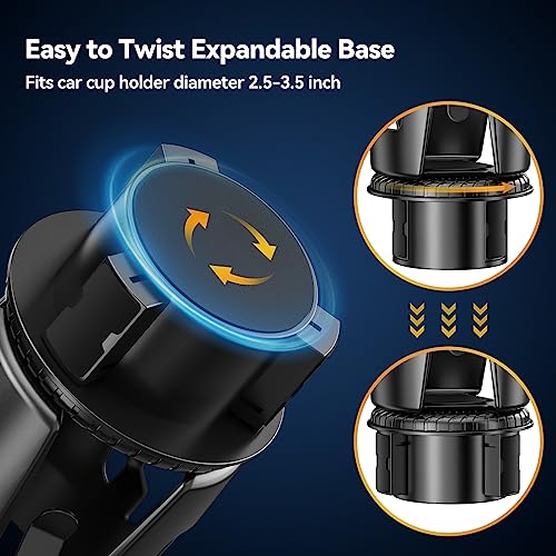 KDD Car Cup Holder Expander, 3-in-1 Cup Holder Adapter with Phone Holder & Detachable Car Food Tray - Compatible with Yeti/Hydro Flask, Road Trip Essentials - C & M Navigation Systems 