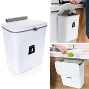 Hanging Trash Can with Sliding Cover, 9L Built-in Bin Waste Bin with Lid, Plastic Cupboard Bins for Cupboard, Kitchen, Motorhome,Bathroom, Toilet, Bedroom, Living Room, Office – White - C & M Navigation Systems 